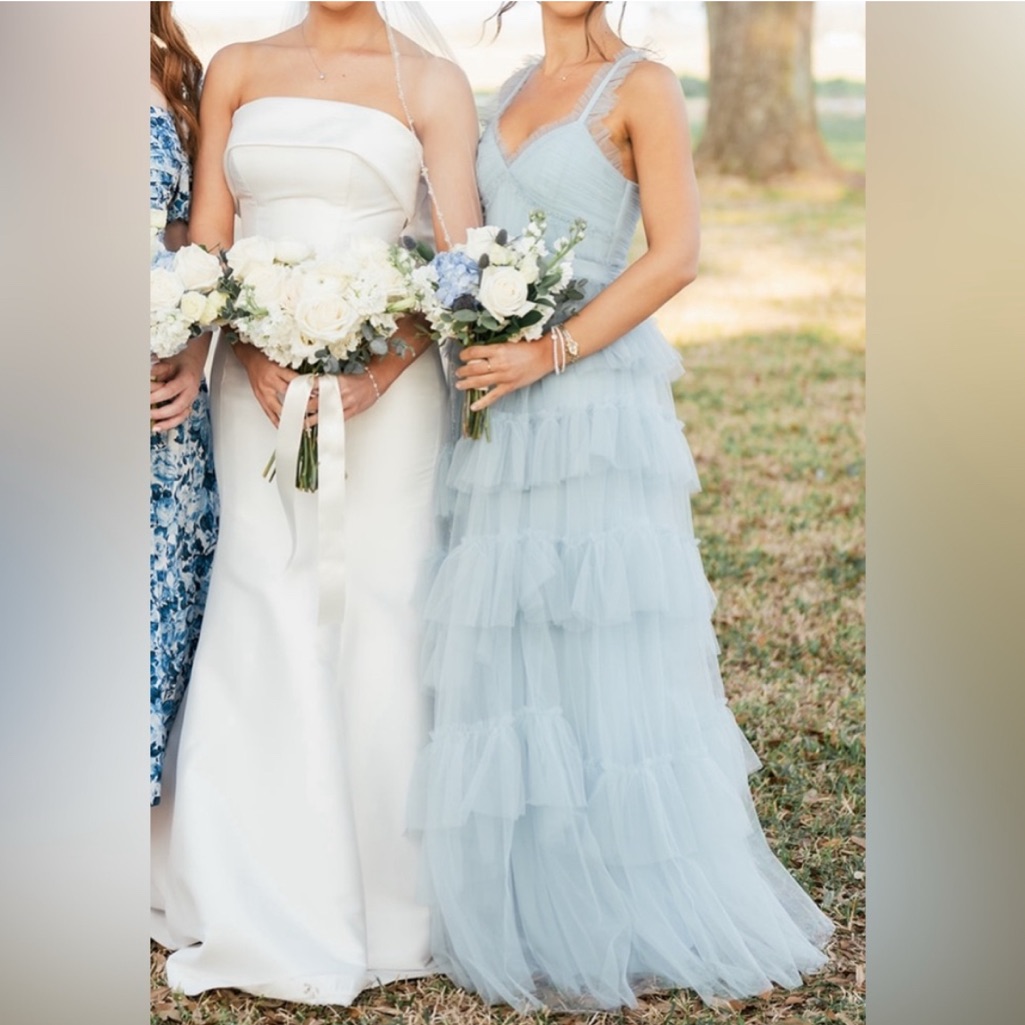 Bcbgmaxazria Light Blue Tiered Dress
